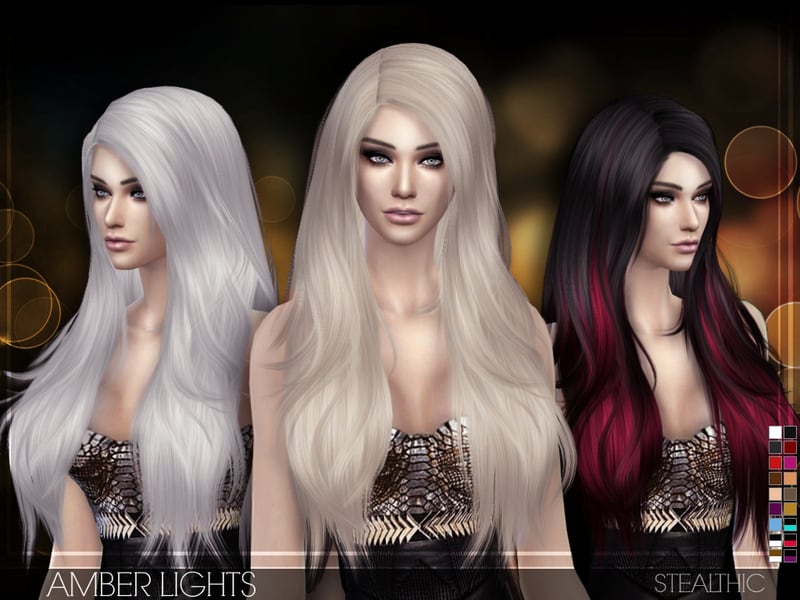 Stealthic - Amber Lights (Female Hair) - Sims 4 Mod Download Free