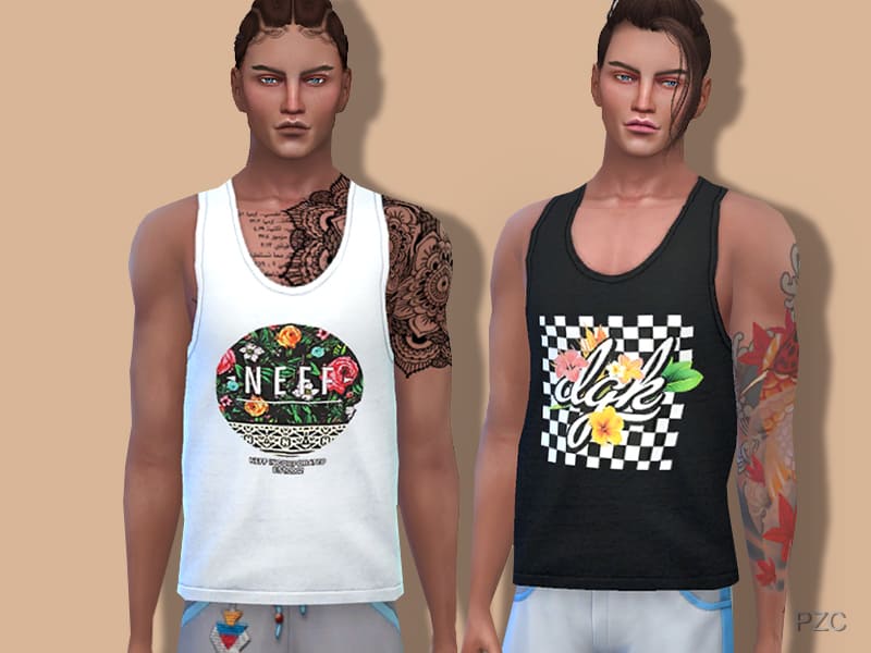 Summer Tank Tops 01(for him) - Sims 4 Mod Download Free