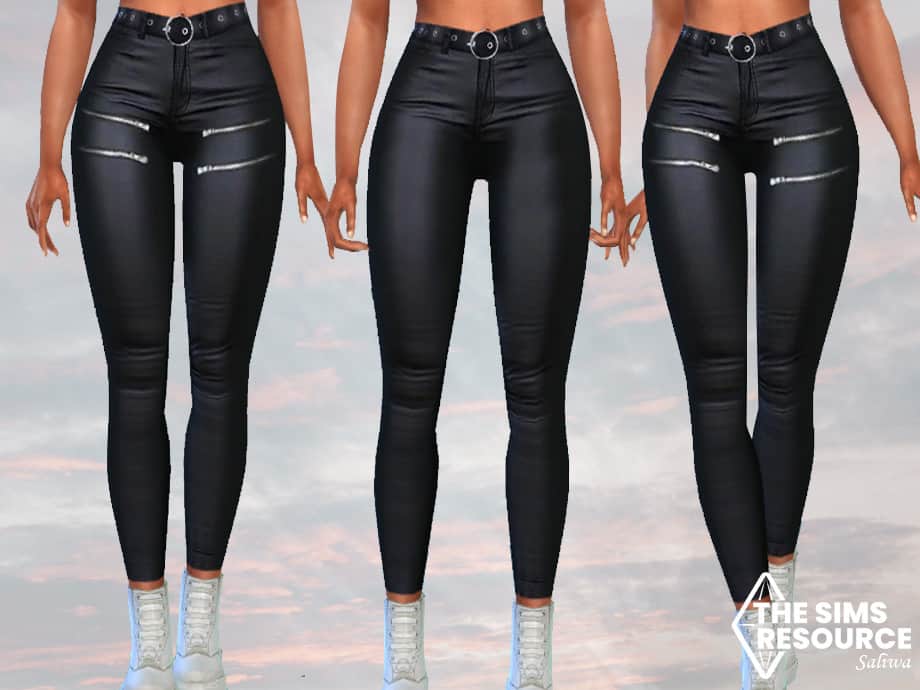 Two Style Black Leather Pants - Sims 4 Mod Download Free