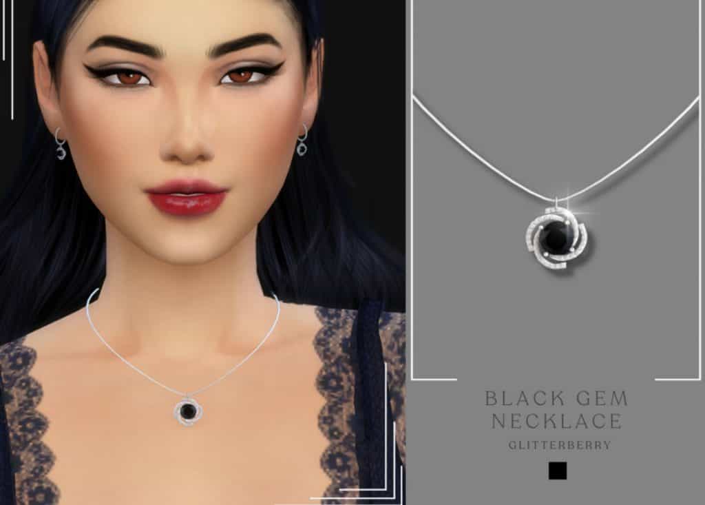 Black Gemstone Necklace - Sims 4 Mod Download Free