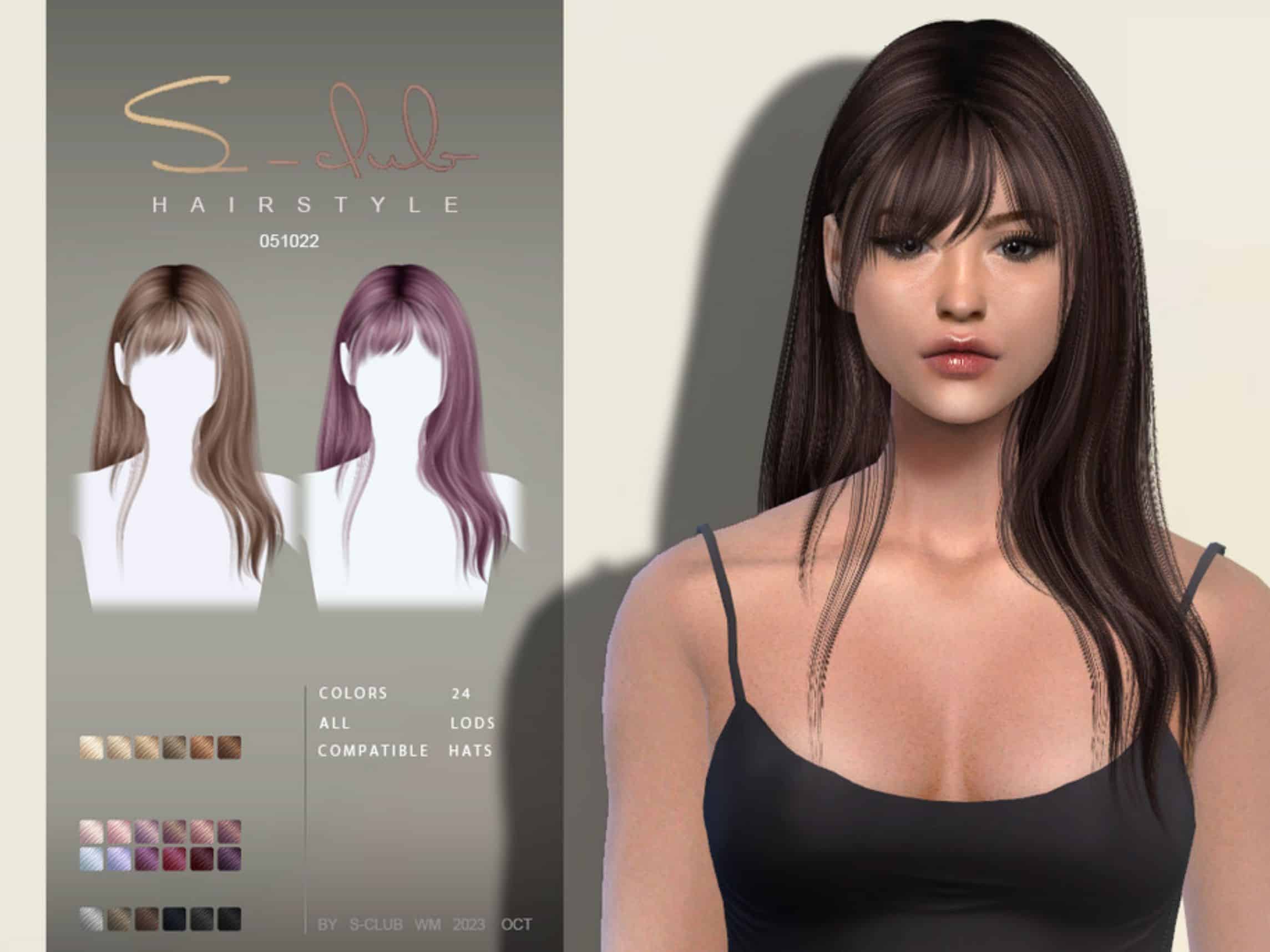 Sims 4 long hair with bangs