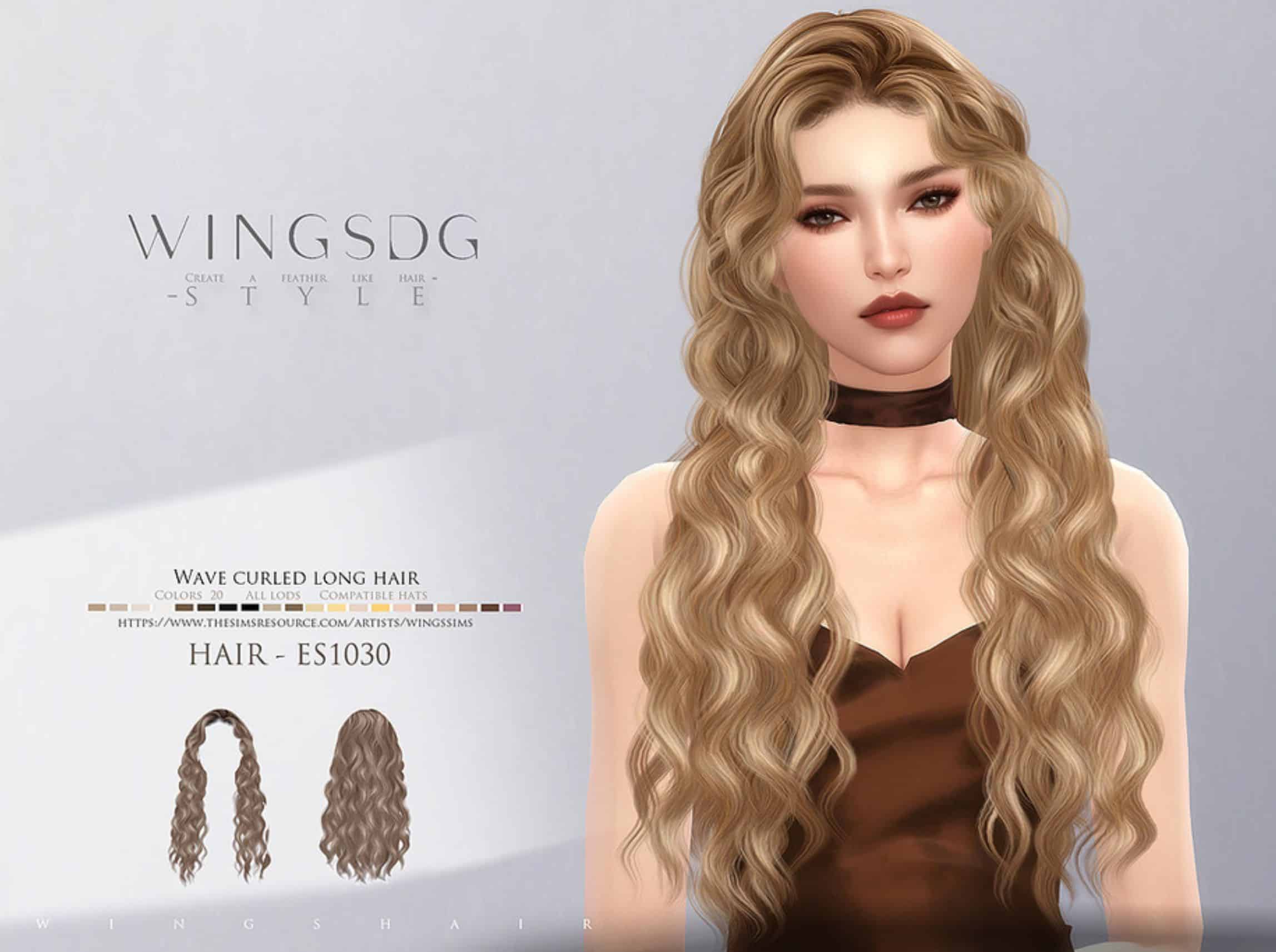 Wave Curled Long Hair - Sims 4 Mod Download Free