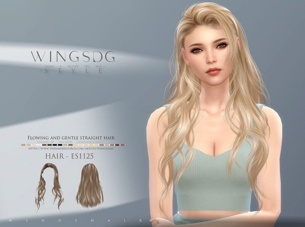 Flowing and gentle straight hair - Sims 4 Mod Download Free